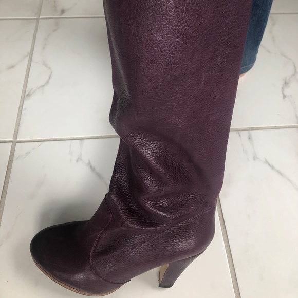 Purple leather boots - Picture 3 of 12